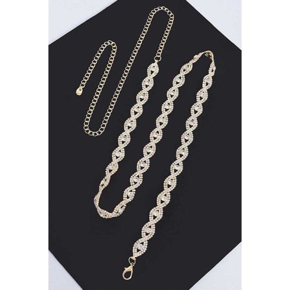 Rhinestone Fashion Silver Chain Belt -Silver